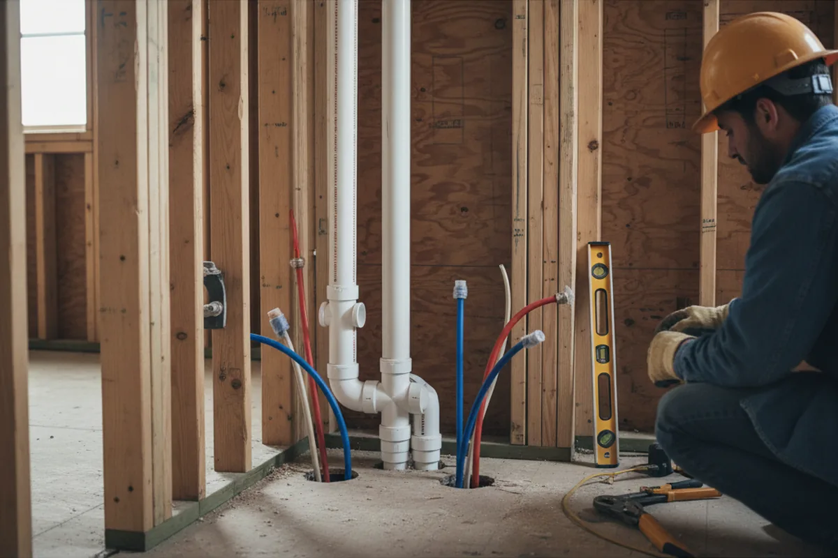 Drain and supply rough-in during Sump Pump Repair in Palm Harbor