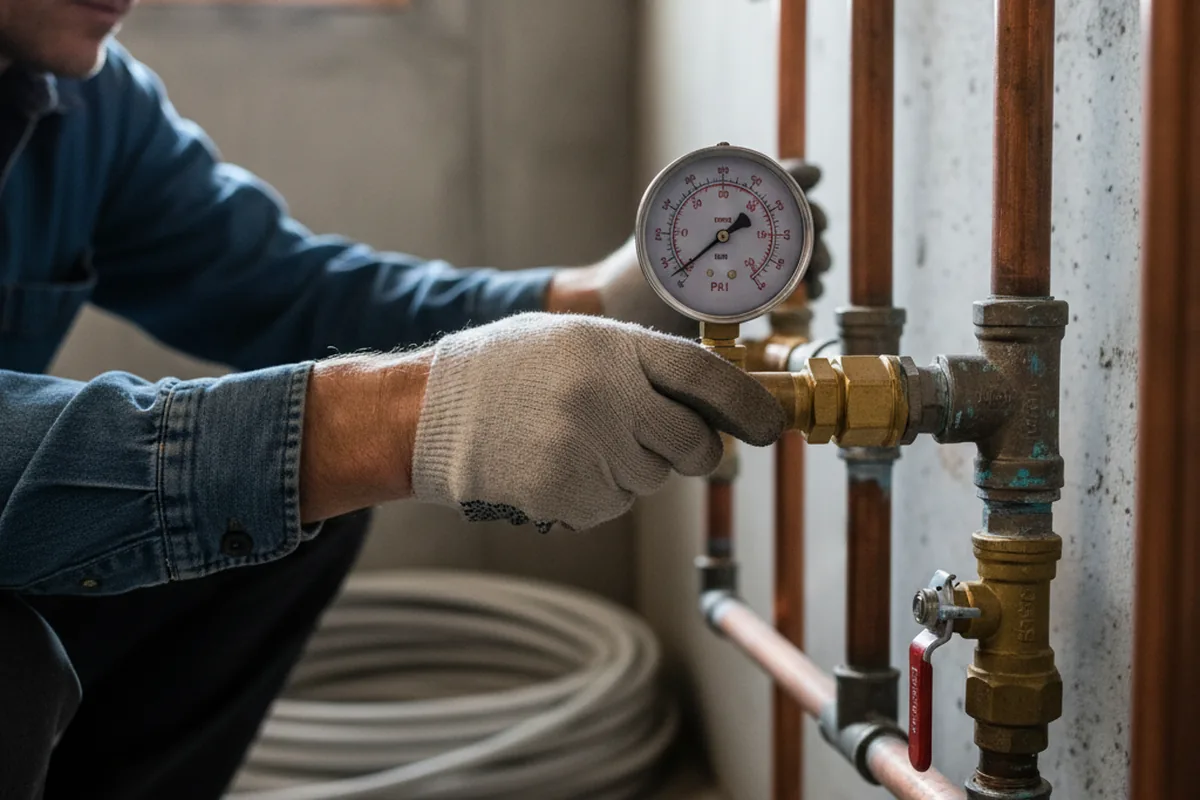 Pressure testing a repaired line during Water Line Repair in Palm Harbor